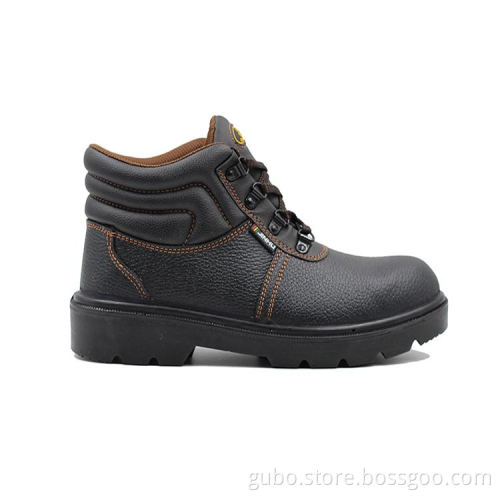 Black Action Leather Hard Work Oil Resistant Safety Shoes